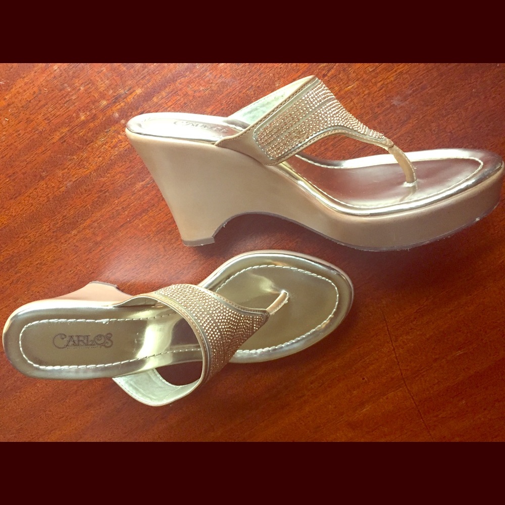Carlos- Gold Copper Sparkle Platform Wedge Sandal